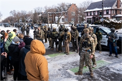 Protestors and ICE agents Protestors and ICE agents